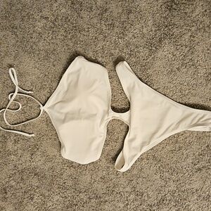 Fabletics White Cut-Out One Piece Swimsuit